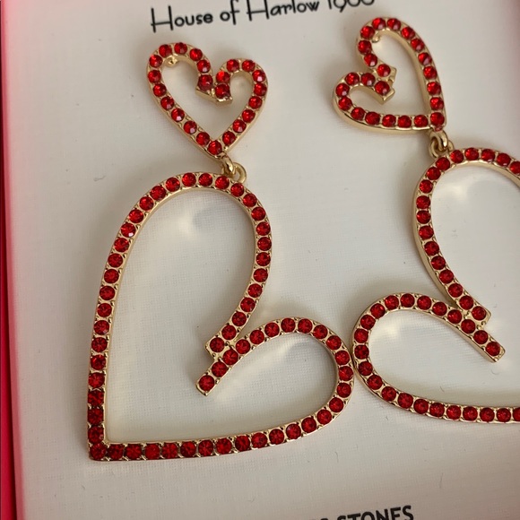House of Harlow 1960 Red Heart Drop Earrings - Picture 5 of 7